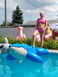 Classic 1990s inflatable blue whale ride-on
